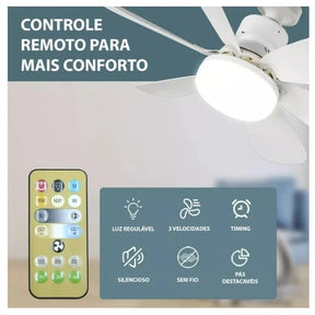 Ventilador de Teto de bocal com Luz LED