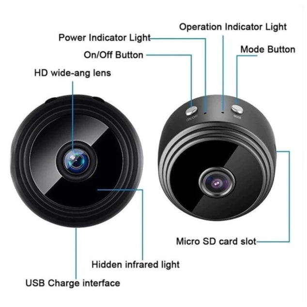 Mini  Câmera de Segurança HD com visão noturna Wifi